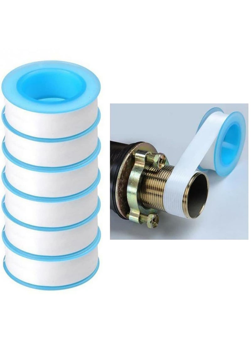 6 Packs Teflon Tape, Thread Seal Tapes，Ptfe Thread Seal Tape For Plumbers Sealant Tape For Leak Water Pipe Thread, 15mm*0.075mm*12m (White) - Image 1